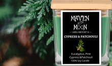 Load image into Gallery viewer, Cypress & Patchouli - 100 % Soy Candle | Earthy & Woodsy Scent - Handmade 10 oz