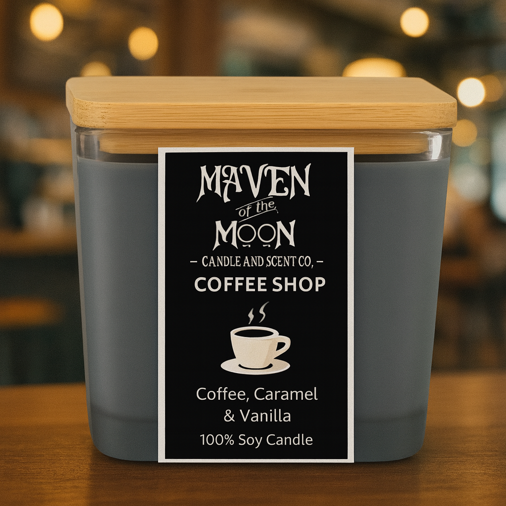 Coffee Shop - 100% Soy Candle | Fresh Brewed Coffee & Vanilla Gourmand Scent, Handmade, 10 oz