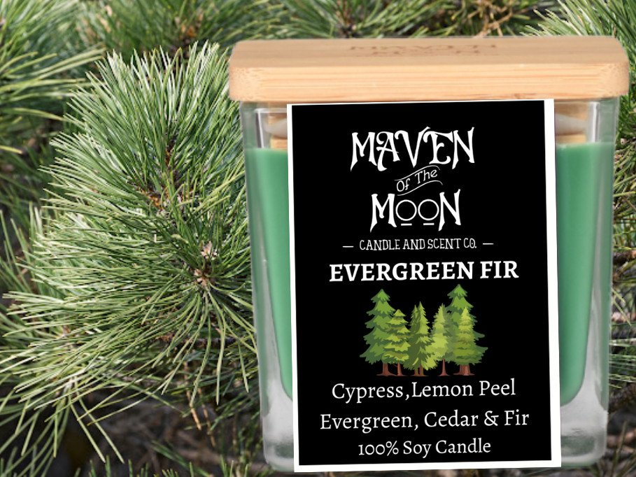 Evergreen Fir- 100% Soy Candle | Crisp and Woodsy Scent - Handmade, 10 oz