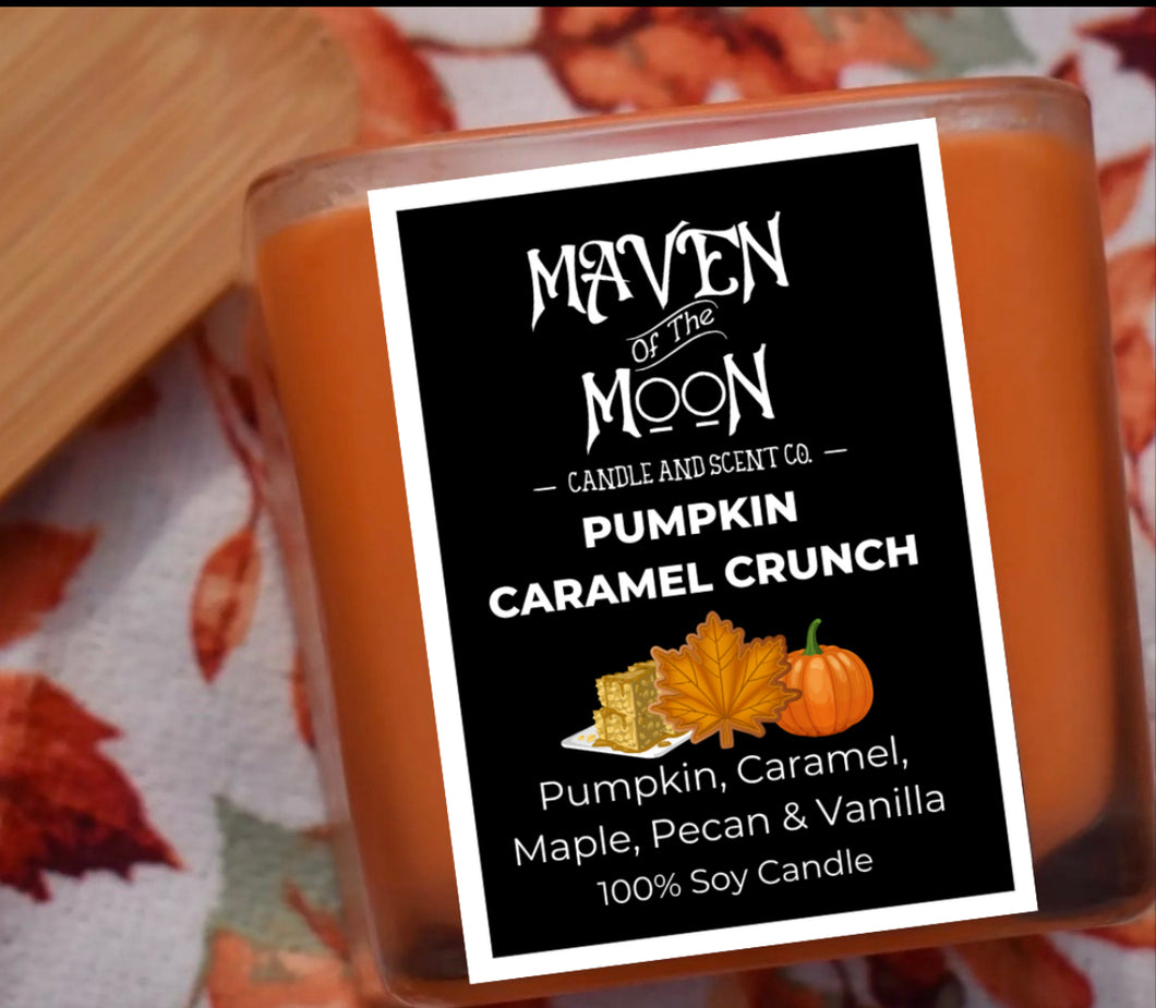 Pumpkin Caramel Crunch - 100 % Soy Candle |Rich, Sweet & Cozy Gourmand Scent - Handmade, 10 oz