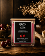 Cherry Noir – 100% Soy Candle | Dark Fruit, Vanilla & Sandalwood Scent | Phthalate-Free | Handmade, 10 oz