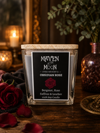 Obsidian Rose – 100% Soy Candle | Dark Floral, Warm Amber & Leather Scent | Phthalate-Free | Handmade, 10 oz