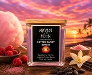 Cotton Candy Sunset – 100% Soy Candle | Raspberry, Vanilla, Sugar & Tonka Bean Scent | Phthalate-Free | Handmade, 10 oz