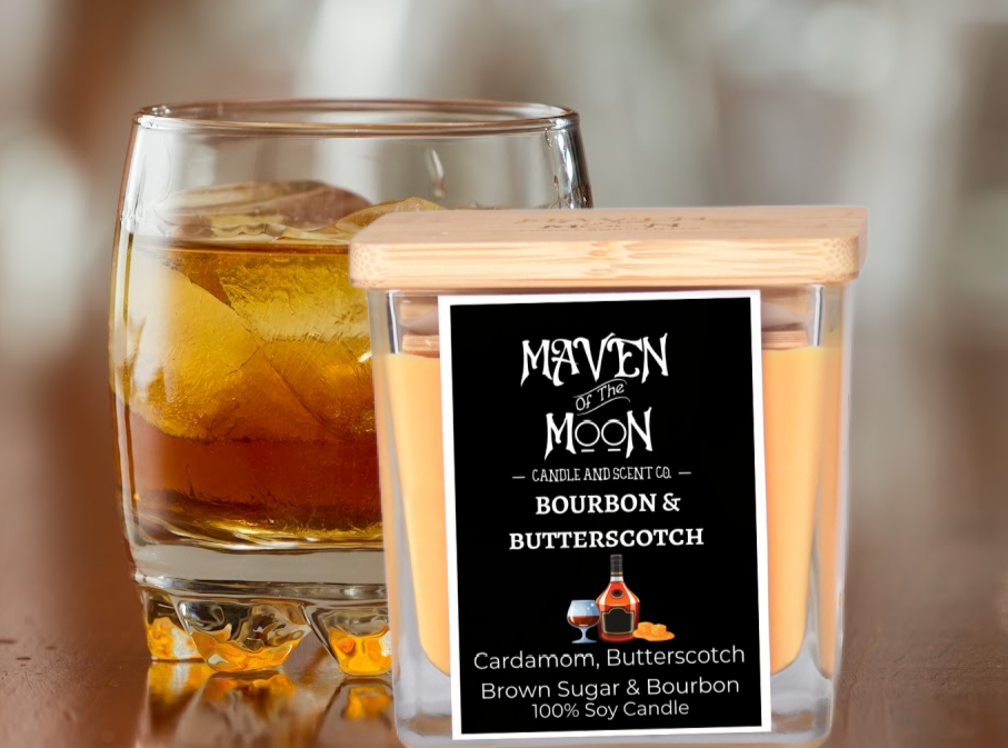 Bourbon & Butterscotch - 100% Soy Candle | Phthalate free - Rich Bourbon & Sweet Gourmand Scent - Handmade, 10 oz
