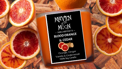 Blood Orange & Cedar - 100 % Soy Candle | Phthalate free - Warm & Woodsy - Handmade, 10 oz