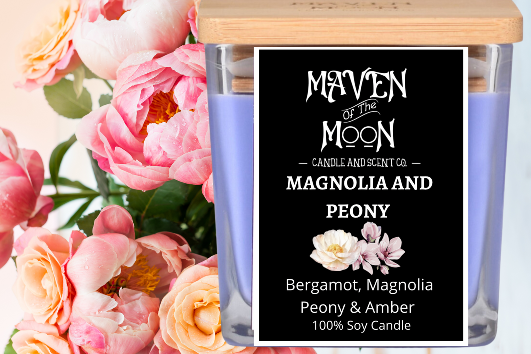 Magnolia & Peony - 100% Soy Candle | Handmade Floral Scent, 10 oz