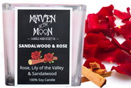 Sandalwood & Rose - 100 % Soy Candle | Uplifting Floral Scent with Balanced, Woody Undertones - Handmade , 10 oz